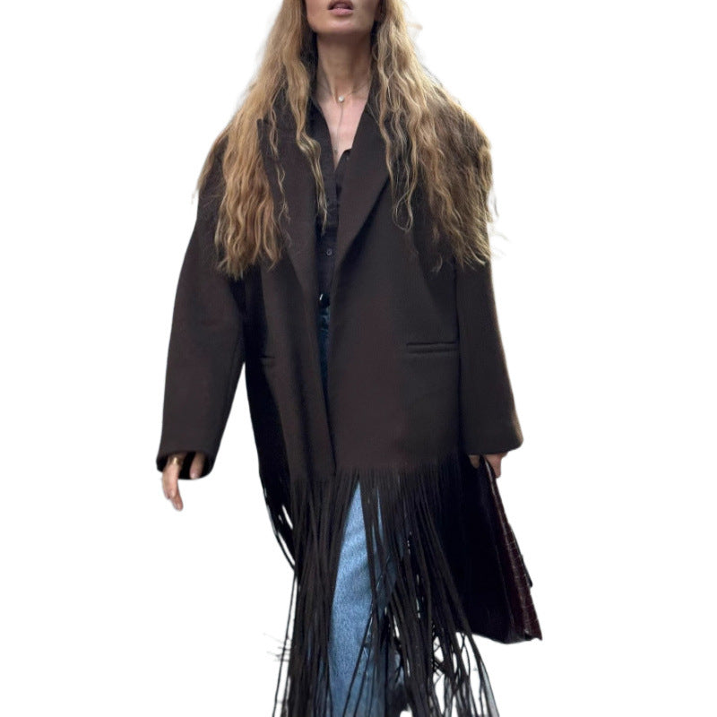 Dame Oversized Frynsejakke Stilla