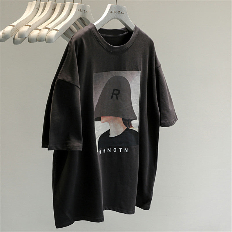 Dame T-shirt med moderne grafiktryk og afslappet oversized-snit Stilla