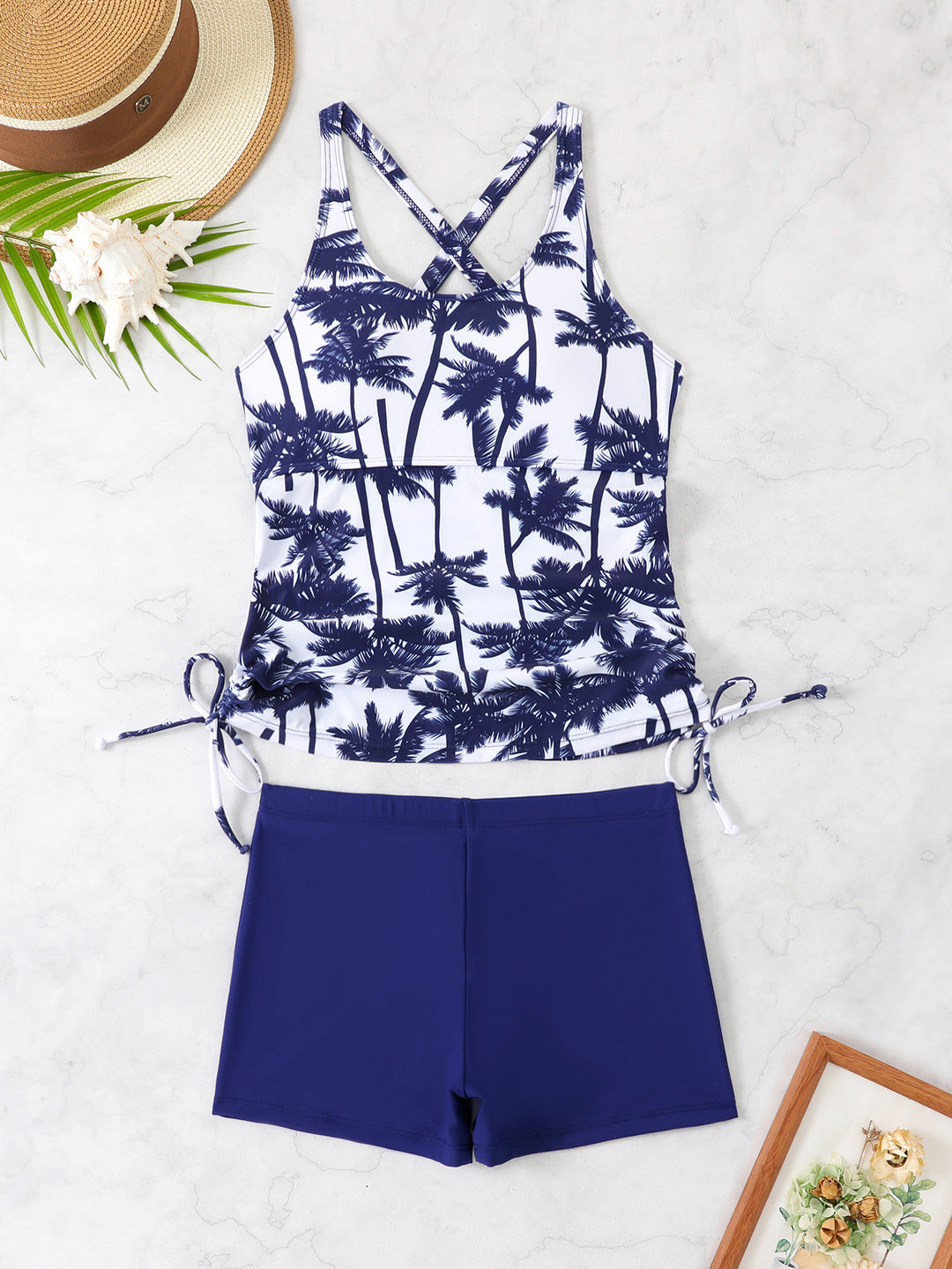 Dame Sporty Tankini-sæt med blomstermotiv og justerbare stropper Skovae
