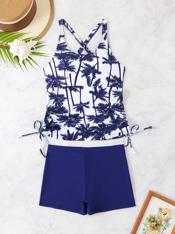 Dame Sporty Tankini-sæt med blomstermotiv og justerbare stropper Skovae