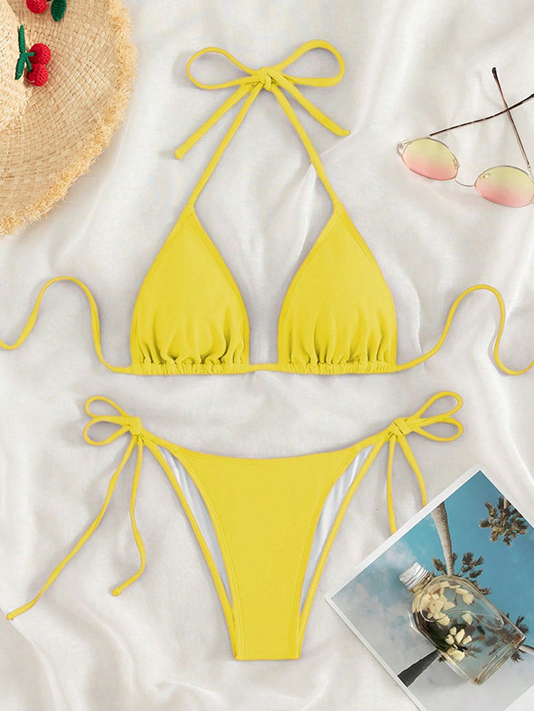 Dame Triangel-Bikini med justerbare stropper og sidesnore Skovae