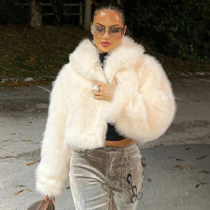 Dame Krammelig Cropped Jakke med elegant Krave Stilla