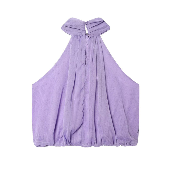 Dame halterneck-top med elegant drapering og kvalitetsstoffer Skovae