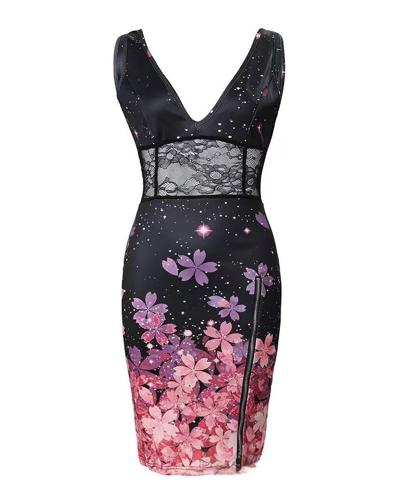 Damekjole med floral design og transparente spidsapplikationer Stilla
