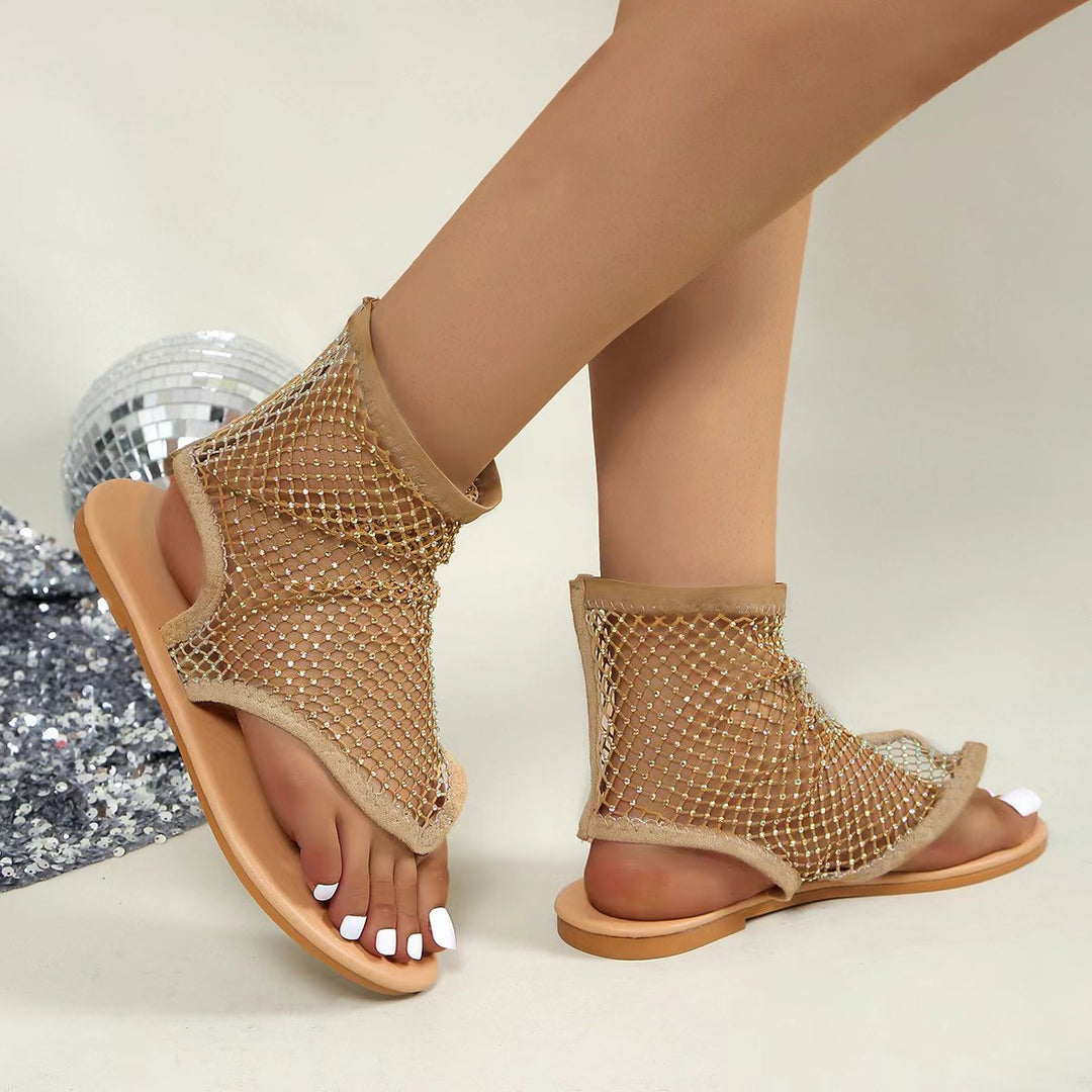 Dame elegante sandaler med funklende net-design og komfortabelt fodseng Stilla