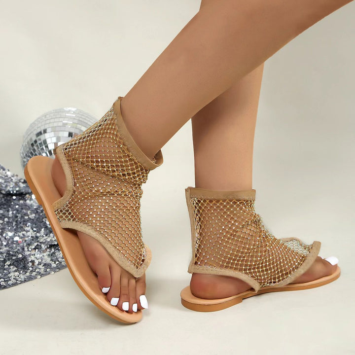 Dame elegante sandaler med funklende net-design og komfortabelt fodseng Stilla