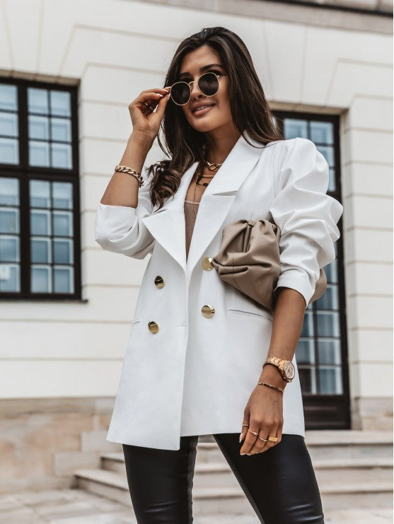 Dame Elegant Oversize-Blazer med dobbelt knaplukning Stilla