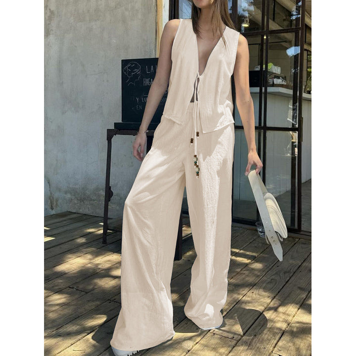Damen luftiges Sommer-Set mit verstellbarem Kordelzug und lockerer Passform Skovae