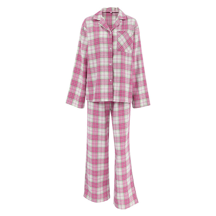 Dame pyjamasæt med ternet design og behagelig pasform Stilla