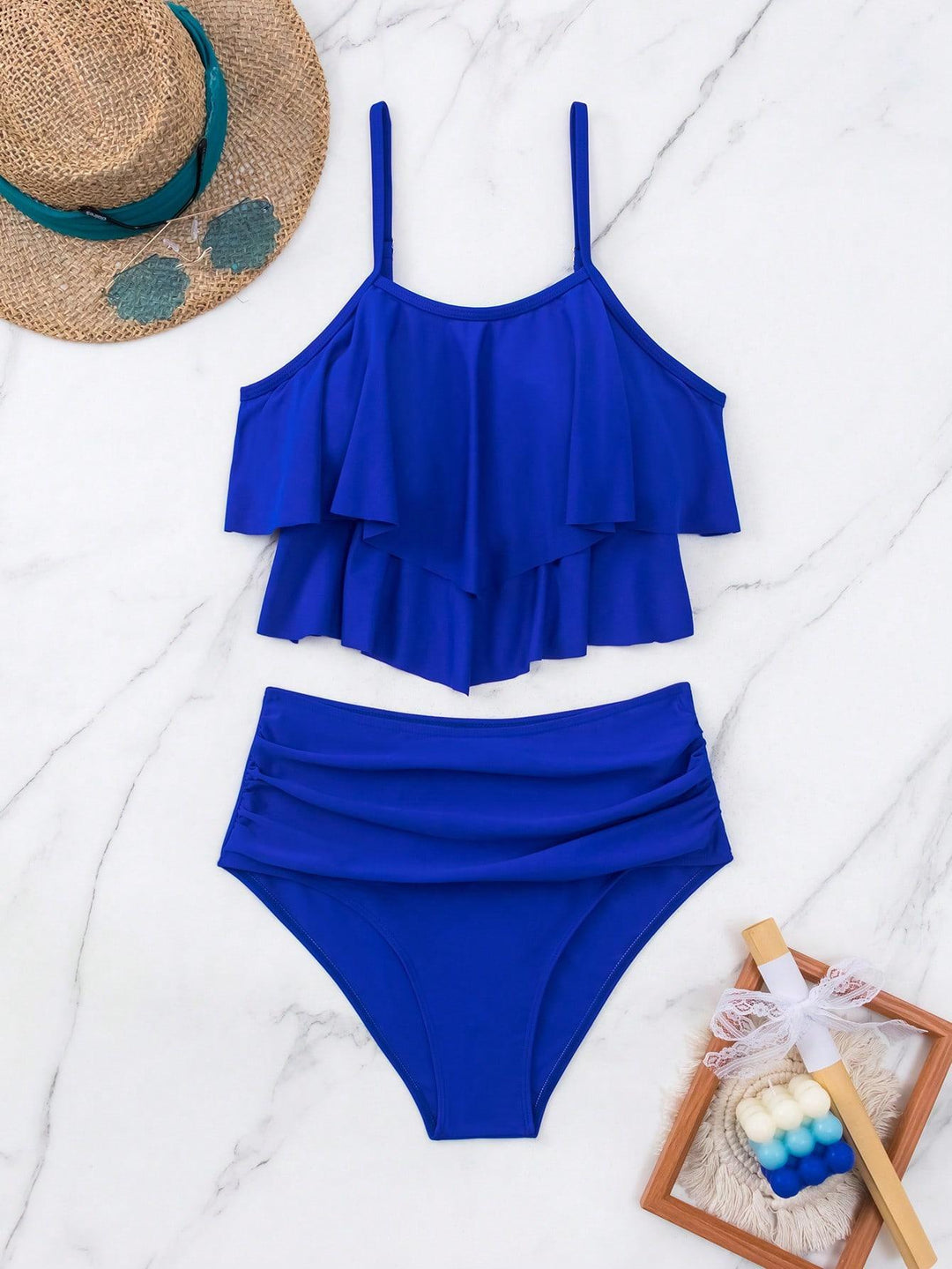 Dame bikini sæt med voluminøst flæse design Skovae