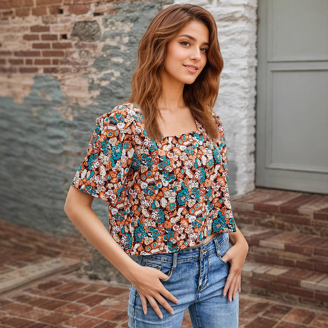 Dame Crop-Top med floralsk design og afslappet snit Stilla