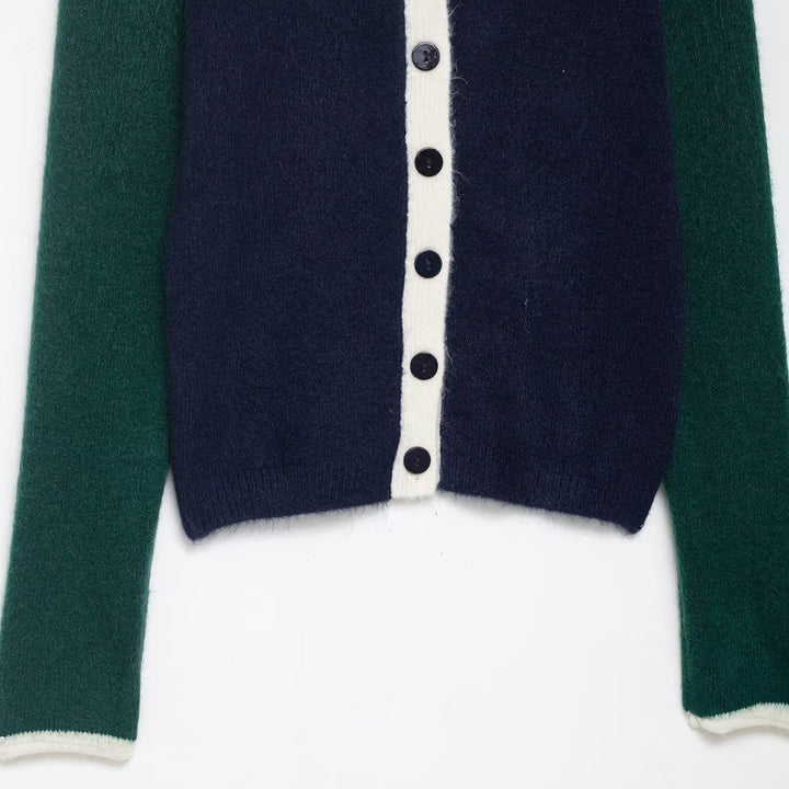 Kvinders elegante cardigan med kontrasterende ærmer Stilla