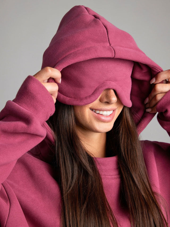 Kvinders hyggelige hoodie med integreret sovemaske Skovae