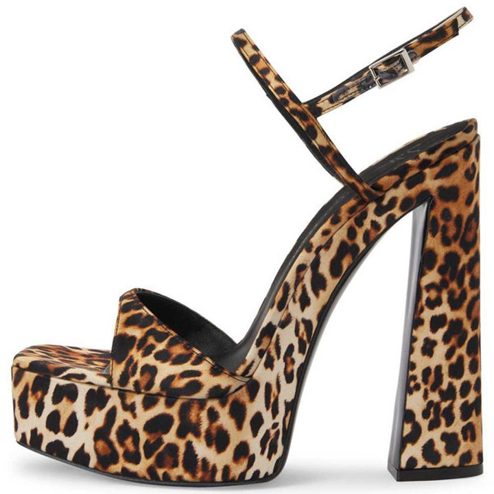 Femme Strappy Platform Højhælede Sandaler med iøjnefaldende Dyreprint Stilla