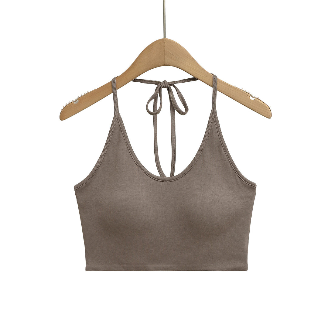 Dame Sports Cropped Top med justerbar ryg-wrapping design og elastisk kant Stilla