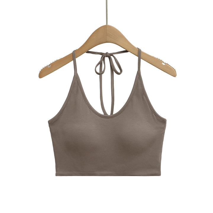 Dame Sports Cropped Top med justerbar ryg-wrapping design og elastisk kant Stilla