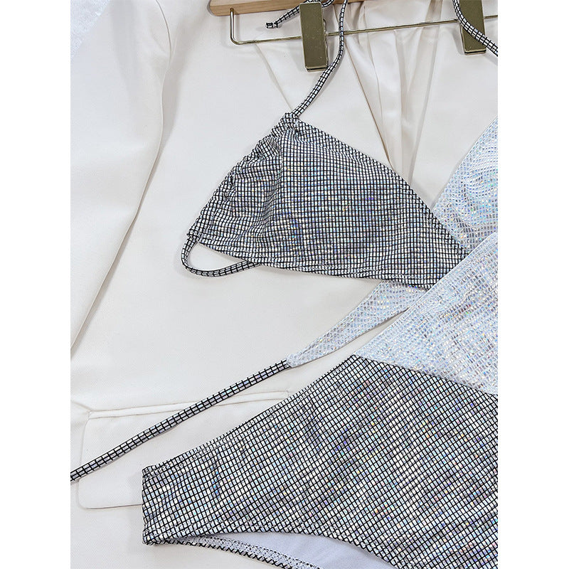 Dame bikini sæt med funklende glimmermønster og moderne indpakningsdesign Stilla