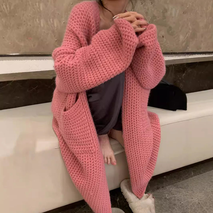 Femme Chunky Strik Åben Front-Cardigan Stilla