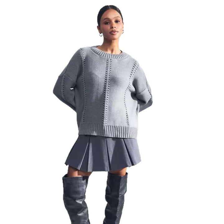 Kvindernes afslappede strikkede sweater med luftig struktur Stilla