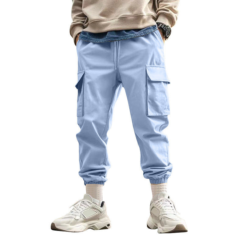 Herrer Cargo-Style Joggingbukser med praktiske lommer og elastiske ribkanter Stilla