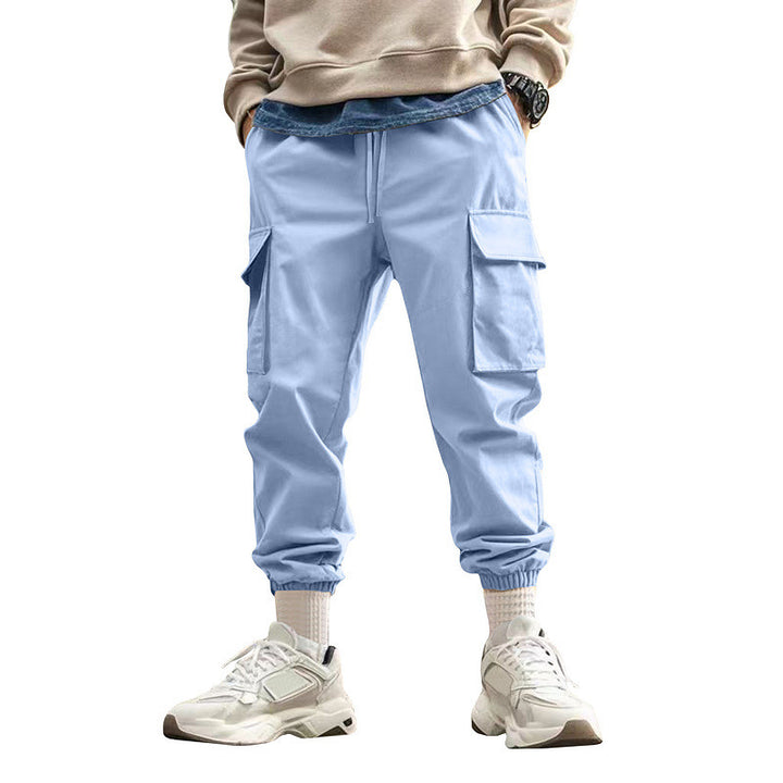 Herrer Cargo-Style Joggingbukser med praktiske lommer og elastiske ribkanter Stilla