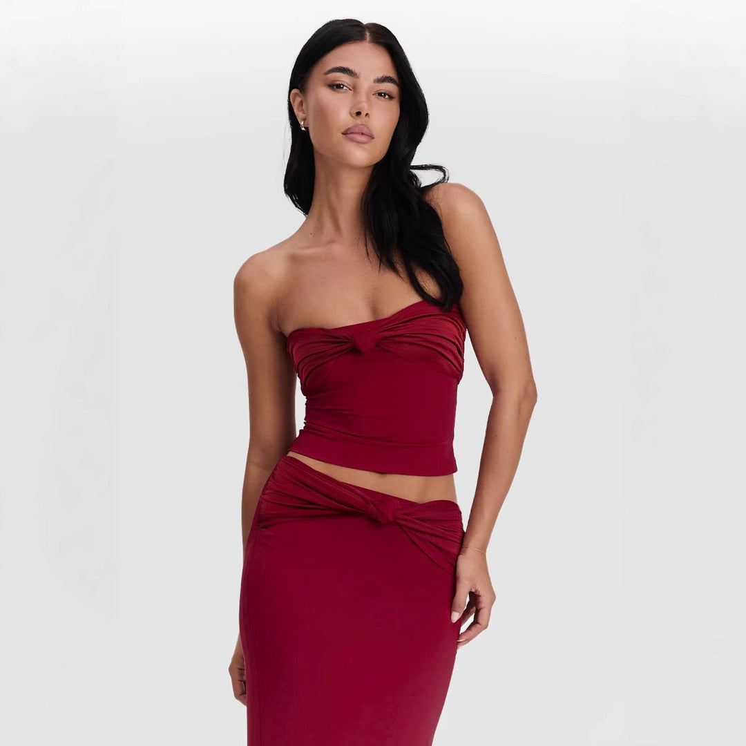 Dame Crop Top og Nederdel Sæt Skovae