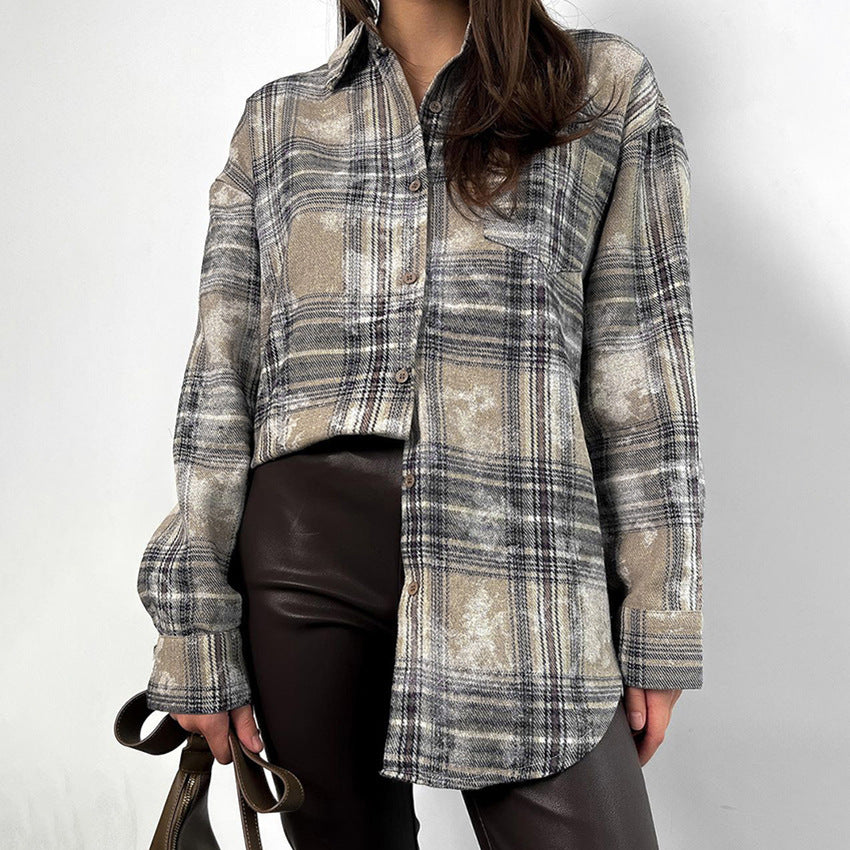 Dameternetternet flannel skjorte bluse Stilla
