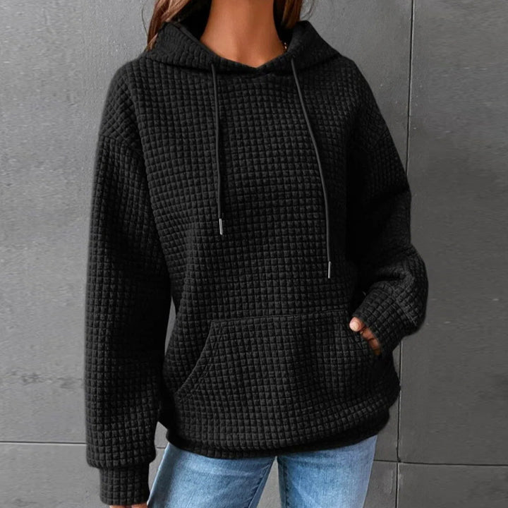 Kvinder Vaffelstruktur Hoodie med Kængurulomme og Casual Fit Stilla