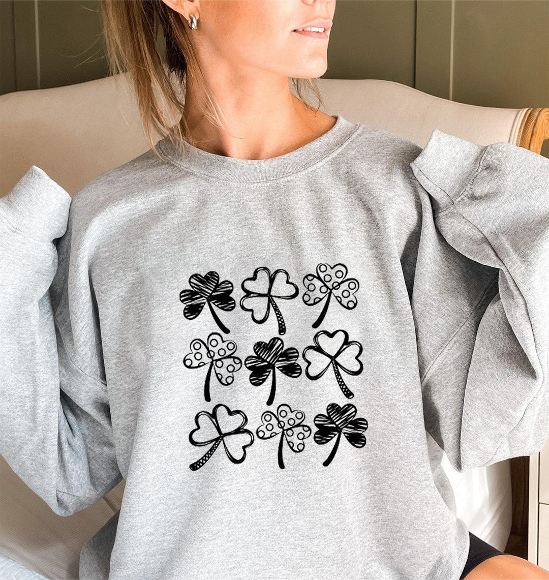 Kvinders sweatshirt med legesygt kløvermotiv Stilla