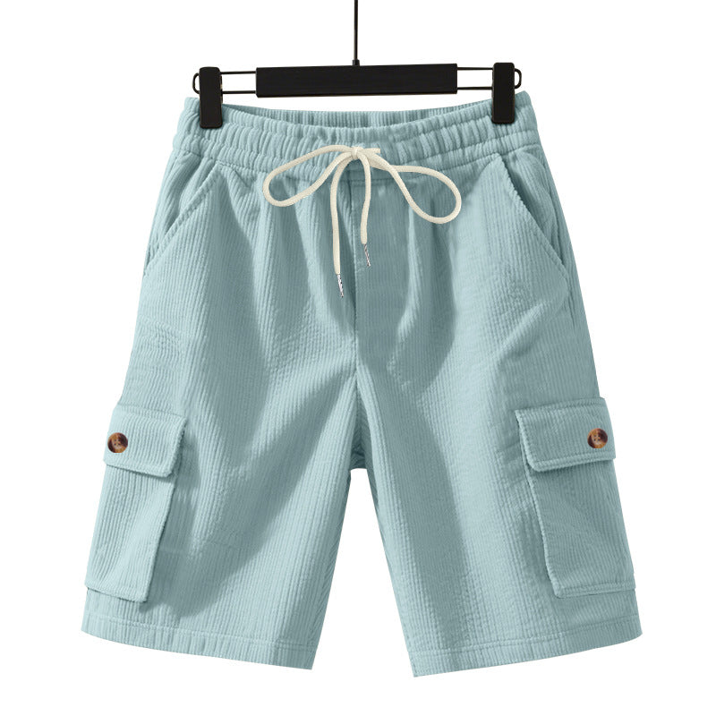 Herren nan Cord-Cargo-Shorts med elastisk tunnelstræk, påsyede cargolommer og blød bomuldsblanding Skovae