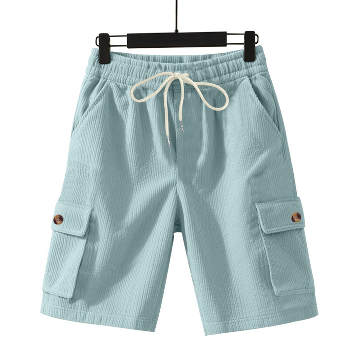 Herren nan Cord-Cargo-Shorts med elastisk tunnelstræk, påsyede cargolommer og blød bomuldsblanding Skovae
