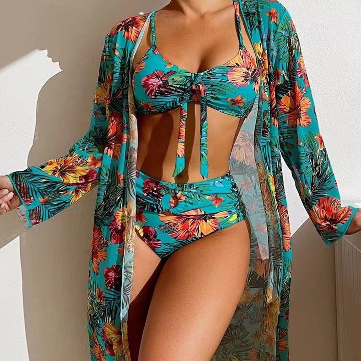 Dame Strandkimono med blomsterdesign og sidelængde Stilla