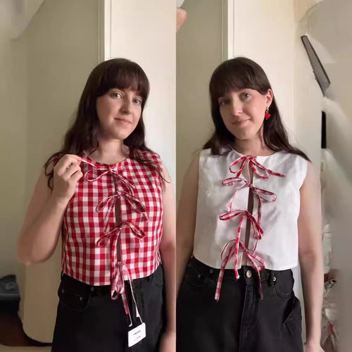 Femme Snørebånd Gingham Vest Stilla
