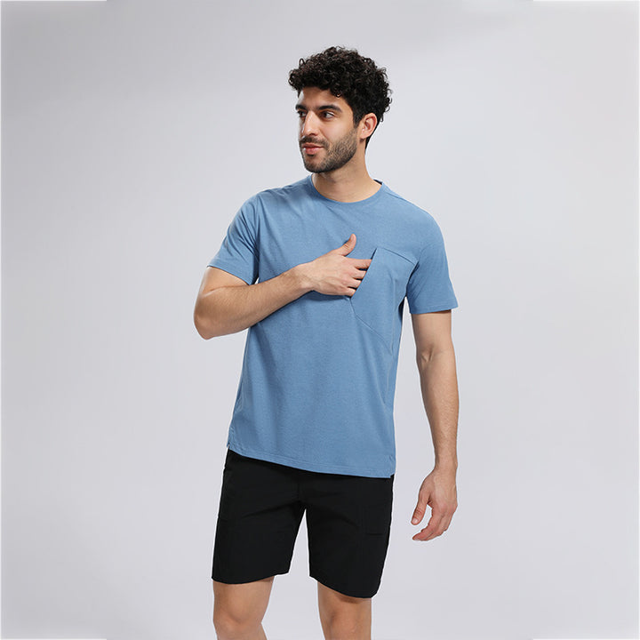 Herren åndbar fritids-T-shirt med brystlomme Stilla