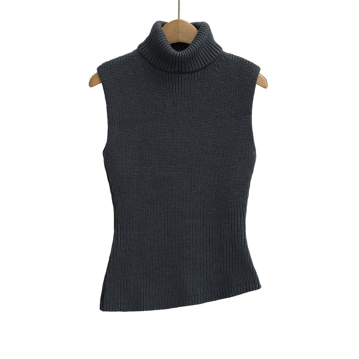 Dame strikbluse med høj krave og struktureret design Stilla