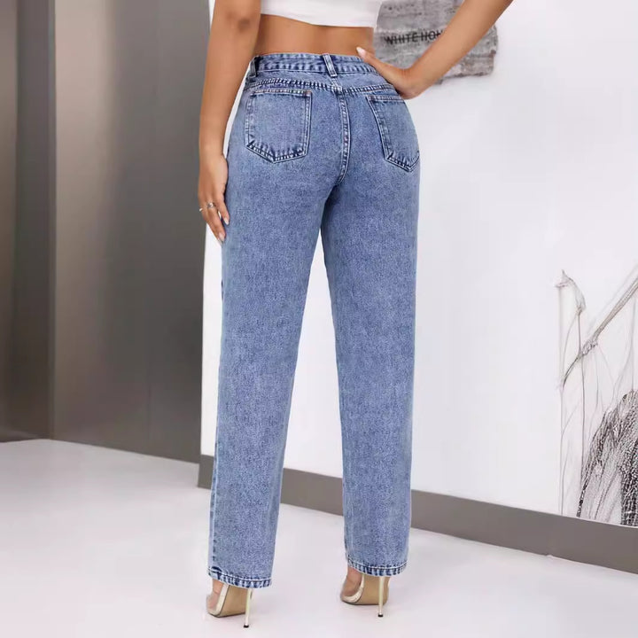 Dame Højtaljede Jeans med Bred Ben Stilla