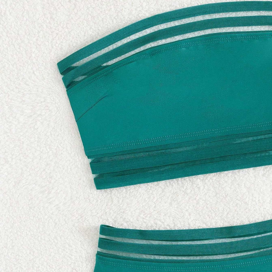 Dame Off-Shoulder Bikini-Sæt med høj talje Skovae