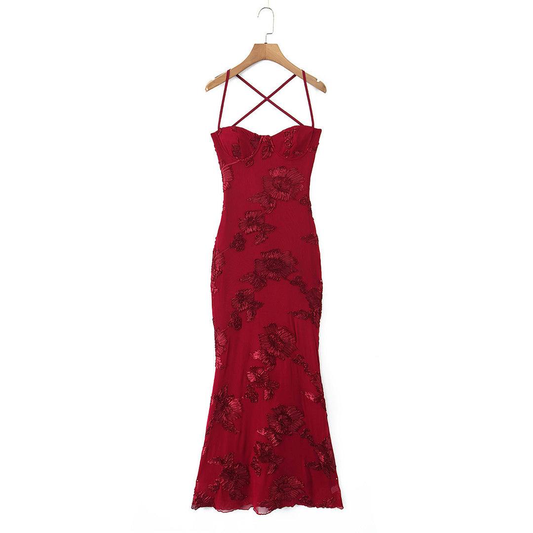 Dame Bodycon Kjole med blomsteragtig blondelægning Skovae