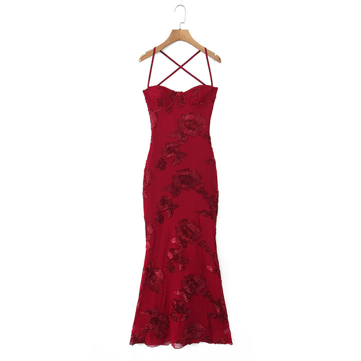 Dame Bodycon Kjole med blomsteragtig blondelægning Skovae