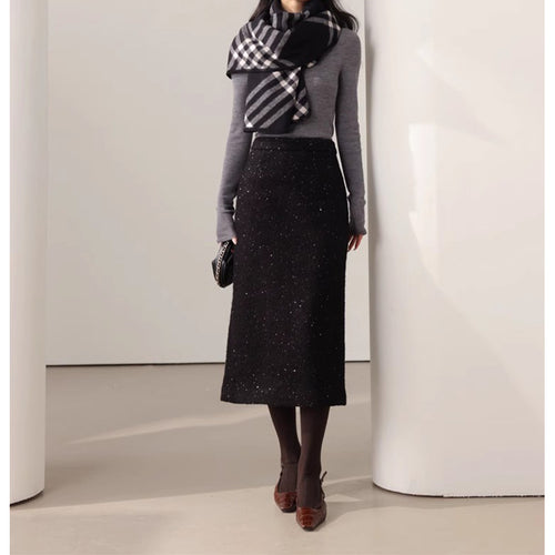 Dame elegant Midirock med glitrende effekt og fint materialeblanding Stilla