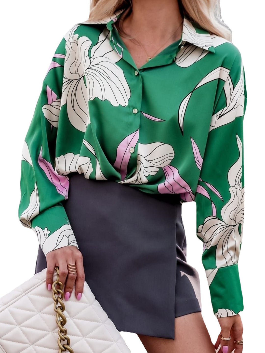 Damebluse med floralsktryk Stilla