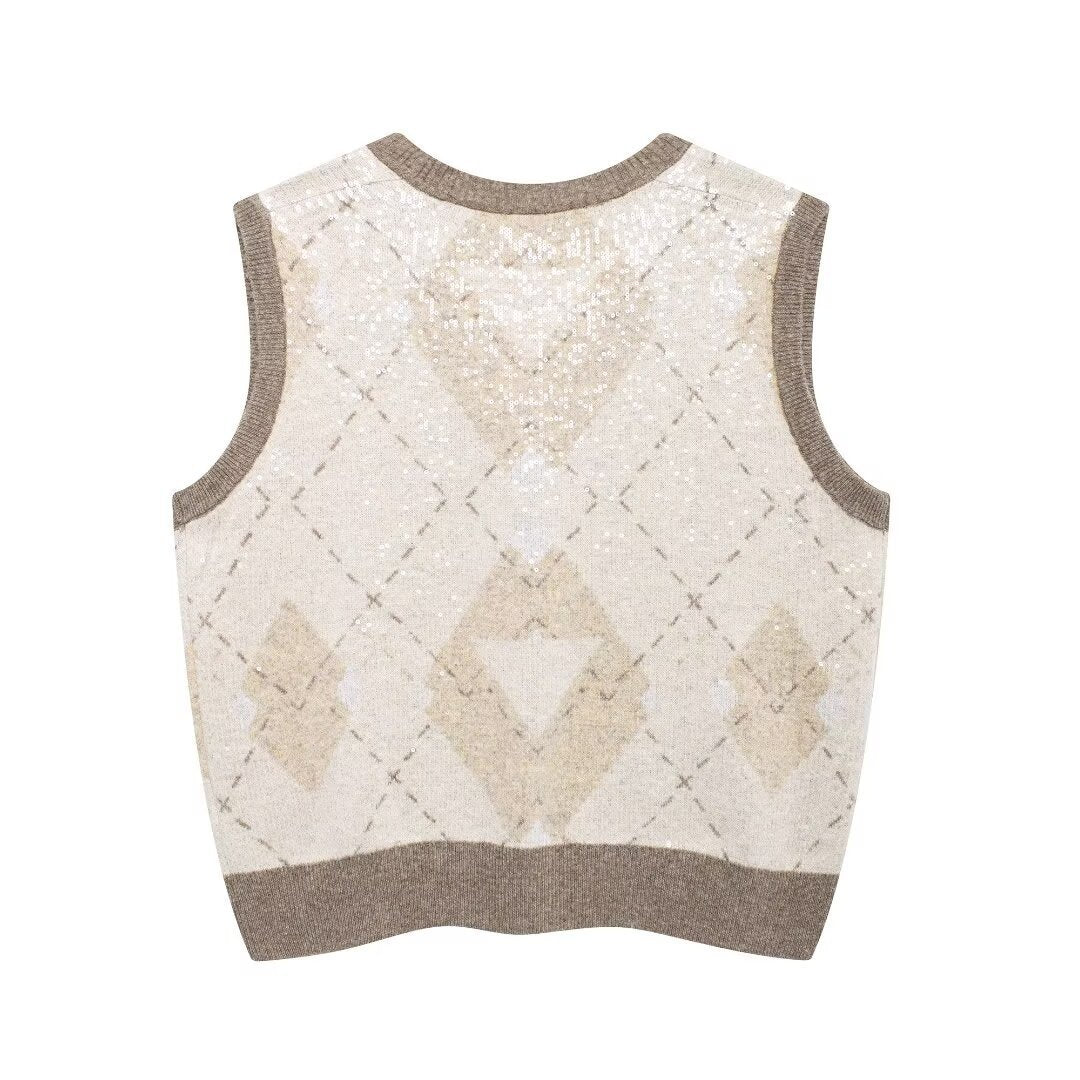 Femme Ærmeløs Argyle Strikvest Stilla