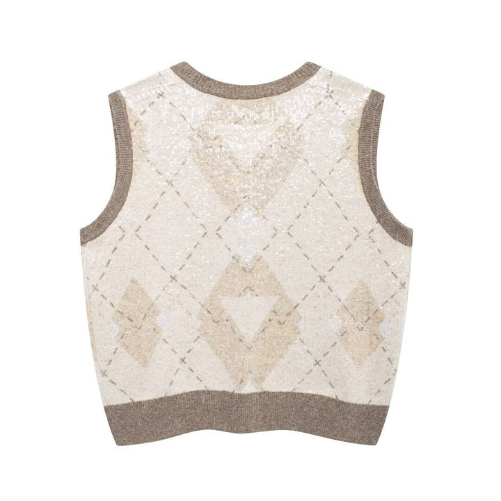 Femme Ærmeløs Argyle Strikvest Stilla