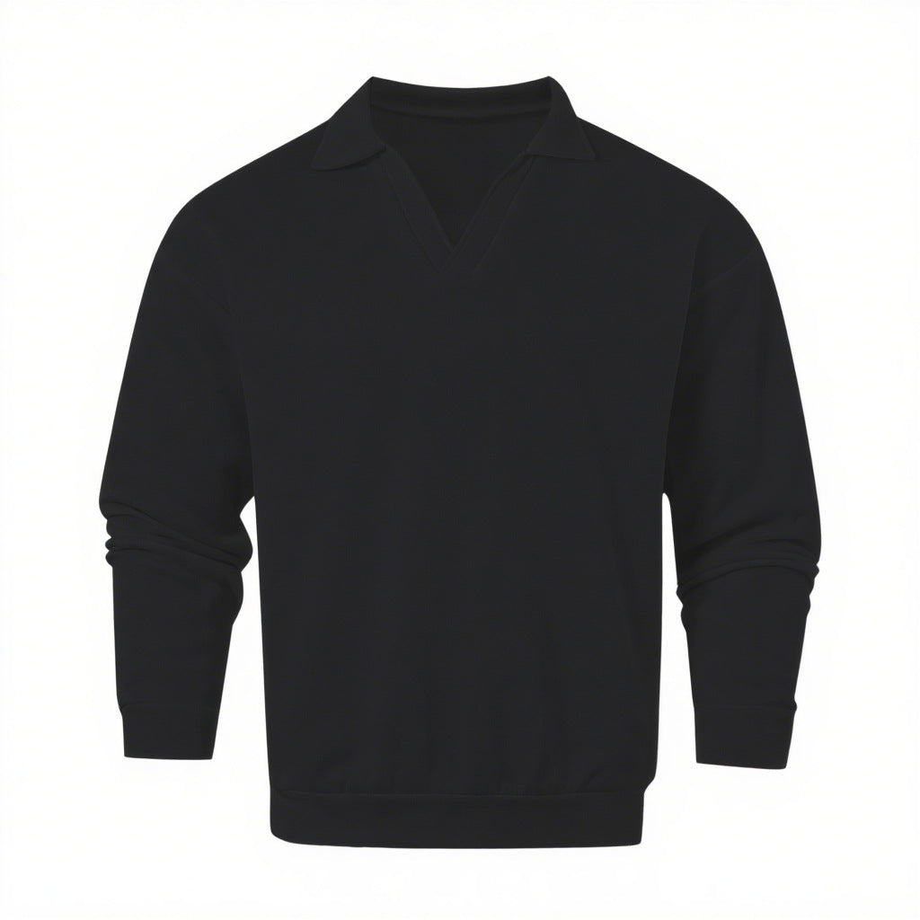 Unisex nan locker skåret V-hals sweatshirt med skjortekrage i bomuldsfleece Skovae