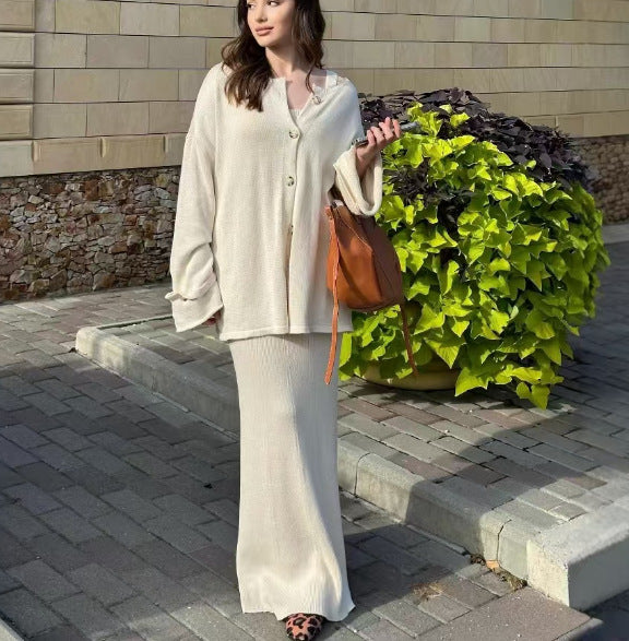 Damer elegant strikket kjole med matchende cardigan wrap Stilla