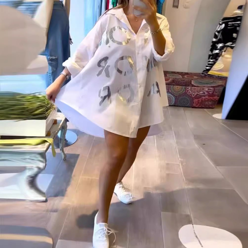 Dame Oversized Skjorte med reflekterende detaljer Stilla