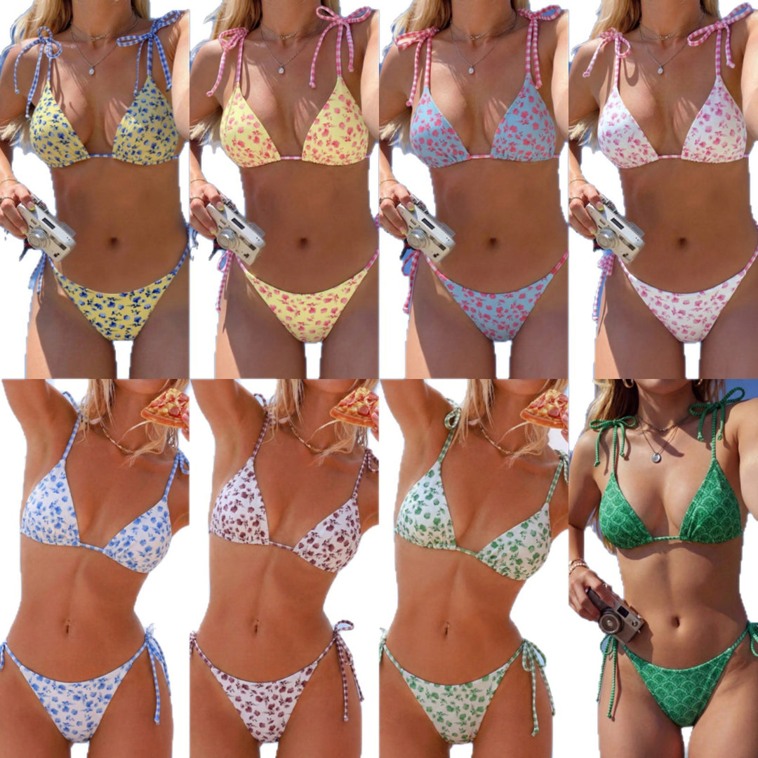Dame triangel-bikini med legende blomster mønster Skovae