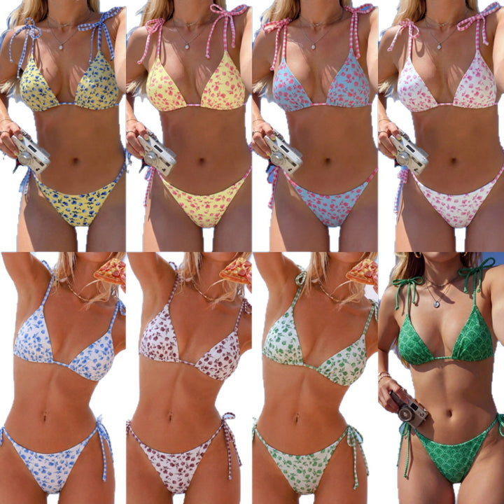 Dame triangel-bikini med legende blomster mønster Skovae