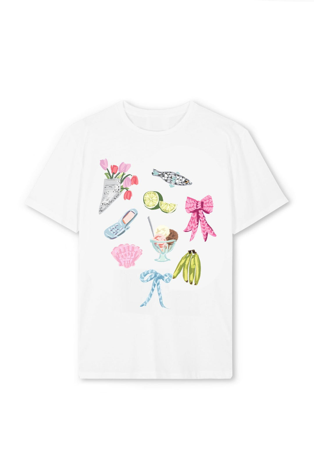 Dame T-shirt med farverigt motiv og kreativt design Skovae