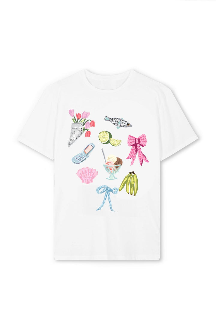 Dame T-shirt med farverigt motiv og kreativt design Skovae